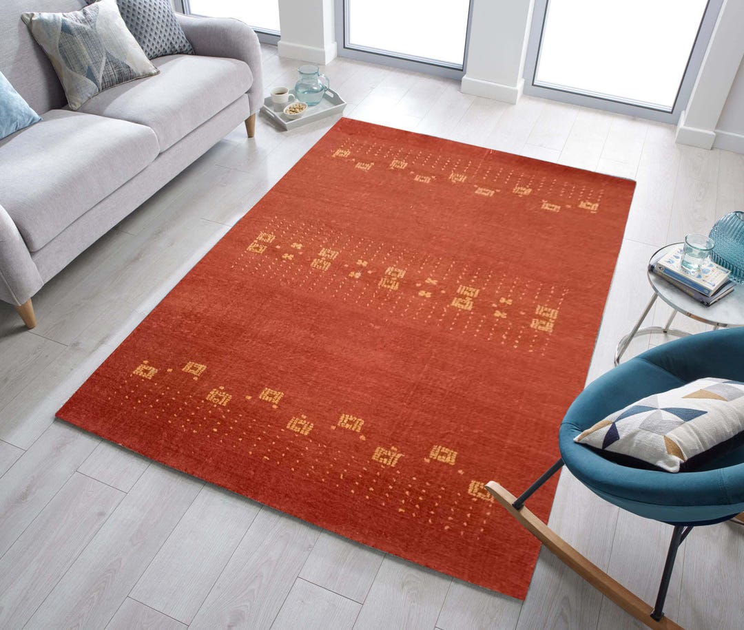 8x10 5x8 Rust Gabbeh Wool Rug, 6x9 Feet Living Room Hall Kids Room Rug ...
