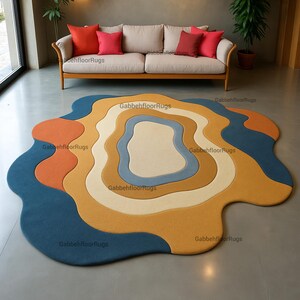 Living Room | 8x10 Blue Rug | Irregular Rug | 10x14 Wool Carpet | Hand Tufte | 9x12 Area Rug | 12x15 Large Rug | 5x7 Rug | 10x10 Custom Rug