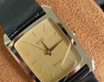 Vintage Seiko Dolce 8J41-5000 Gold Tank Quartz Men's Watch — Near