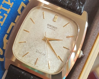 Vintage 1980s Seiko SQ Quartz 8123-5089 Silver Dial Two Tone Dual