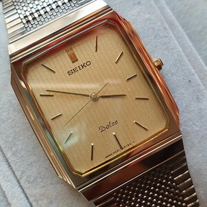 Vintage Seiko Dolce 9531-5190 Quartz Watch: Gold Dial, Original Bracelet (1980s JDM)