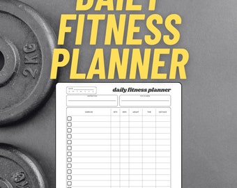 Dagelijkse fitnessplanner / trainingsdagboek - ondersteunt training per set en per duur, directe pdf-download, half/letter-/A4/A5-formaat