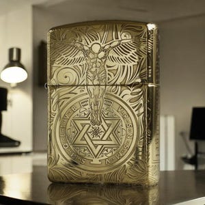 Intricate "Angel Design" Gold Lighter – Stylish Refillable Collectible Gift