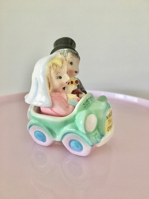 Vintage Just Married Salt and Pepper Souvenir Married Couple