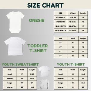 the size chart for a baby boy's bodysuit