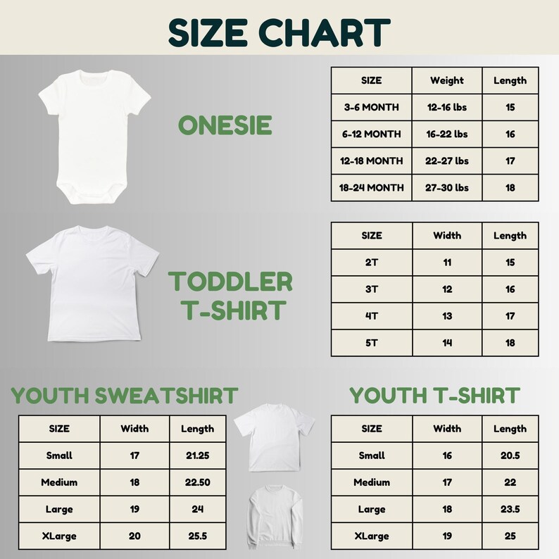 the size chart for a baby boy's bodysuit