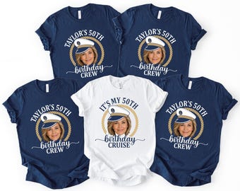 Camiseta personalizada para crucero de cumpleaños, camiseta personalizada para viaje fotográfico, camisetas náuticas, camisetas para fiesta de 50 cumpleaños.