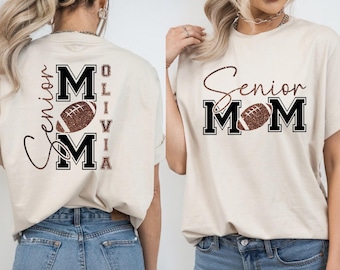 Senior Football Mom Glitter Shirt: Game Day Tee, Sweatshirt, or Hoodie