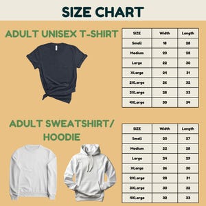 the size chart for a t - shirt and hoodie