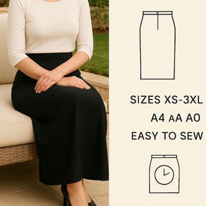 Straight Skirt Sewing Pattern – High Waist Midi Skirt with Back Vent | PDF Pattern Sizes 34–50 | A4, A0 & US Letter, Digital Skirt Pattern