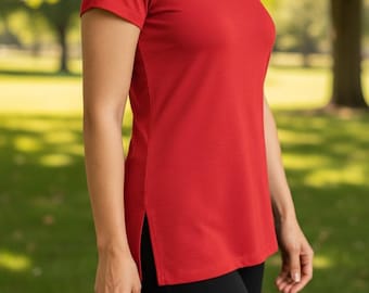 Patrón PDF de camiseta con abertura lateral, patrón de camiseta de punto tipo túnica, patrón de costura digital para top de verano, patrón de costura fácil