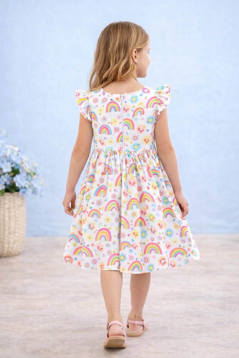 Woven PDF Sewing Pattern Gathered Dress, Gathered Cap Sleeve Girls ...