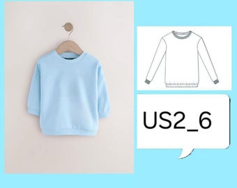 PDF スウェットシャツの縫製パターン、女の子と男の子のバインディング T シャツ、冬用ブラウスの縫製パターン、子供用ニットトップのパターン、子供用 PDF 縫製パターン