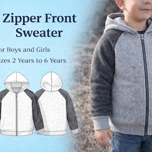 Wzór do szycia w formacie PDF: sweter dziecięcy, bluza z kapturem, bluza z kapturem typu raglan dla chłopców i dziewcząt, bluzka z długim rękawem