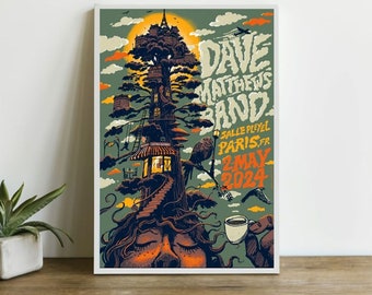 Dave Matthews Band 2 maggio 2024 Parigi Francia Poster, Dave Matthews Band Bruxelles, Belgio 1 maggio 2024 Poster