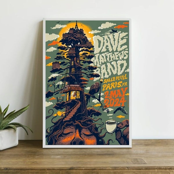 Dave Matthews Band May 2 2024 Paris France Poster, Dave Matthews Band Brussels, Belgium May 1 2024 Poster