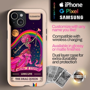 Regenboog tarotkaartformaat mobiele telefoonhoes voor drag queen en gay publiek, stoere hoesjes, LGBT-telefoonhoes, LGBTQ Pride, queer tarothoes,