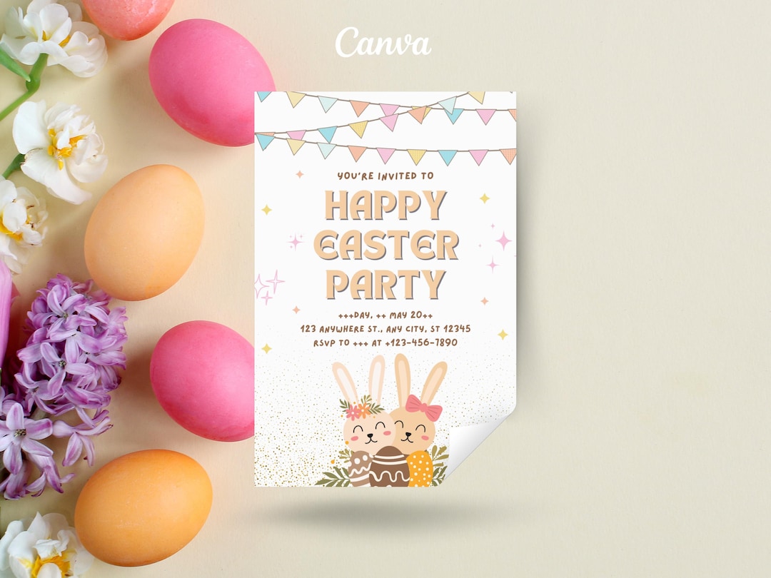 Editable Easter Invitation Canva - Perfect for Kids, Family & Egg Hunts ...