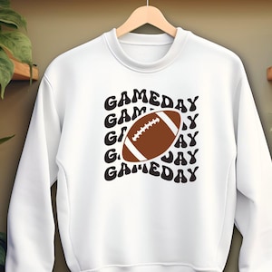 Fútbol, día del partido, SVG ondulado, fútbol, fuente apilada, fuente ondulada, equipo para fanáticos, día del partido, ropa deportiva, SVG, PNG, archivos de corte, archivos Cricut