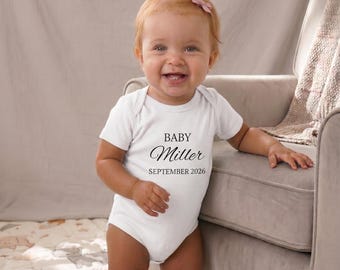 Body personalizado com nome e data para bebê | Body personalizado para anúncio de nascimento