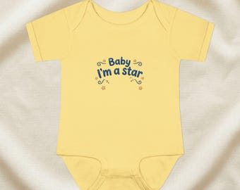 Body infantil "Sou uma estrela" para bebês | Roupa para fotos de marcos importantes