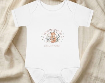 Mama Fox Holding Baby, Body pour bébé | Conception boisée de bonne fête des mères