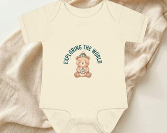 Body infantil Urso Explorando o Mundo | Macacão para Bebê