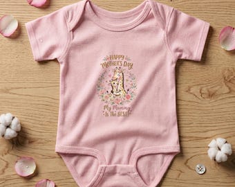 Body de Dia das Mães com Estampa Floral de Girafa | Body "Mamãe é o Bebê"