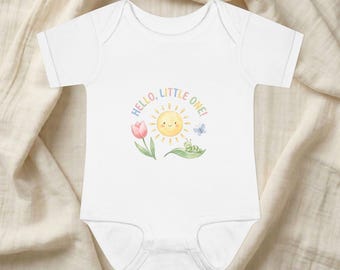 Body infantil Hello Little One com estampa floral de sol | body para recém-nascido