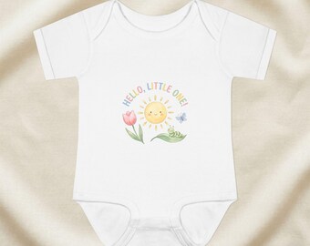 Body infantil Hello Little One com estampa floral de sol | body para recém-nascido