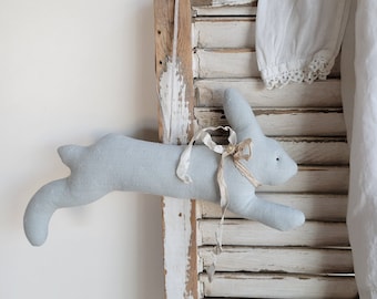 Hanging Cotton Hare Decoration - Rabbit - Decor - Rustic Home Decor - Antique Farmhouse - Shabby Chic - French Country - French Cottage