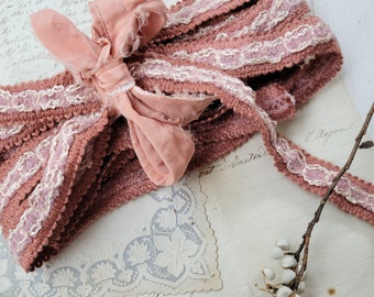 Vintage Clay, Dusty Rose Passementerie Trim - 5 Yards - Upholstery - Home Decor - Sewing - Shabby Chic - Antique Farmhouse - Boho