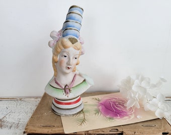 Vintage Bisque Figurine - Woman - Bust - Made in Occupied Japan - Painted - Shabby Chic - Home Decor - Antique Farmhouse