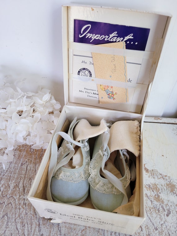 Vintage Shabby Mint Aqua Baby Shoes - Mrs. Days I… - image 2