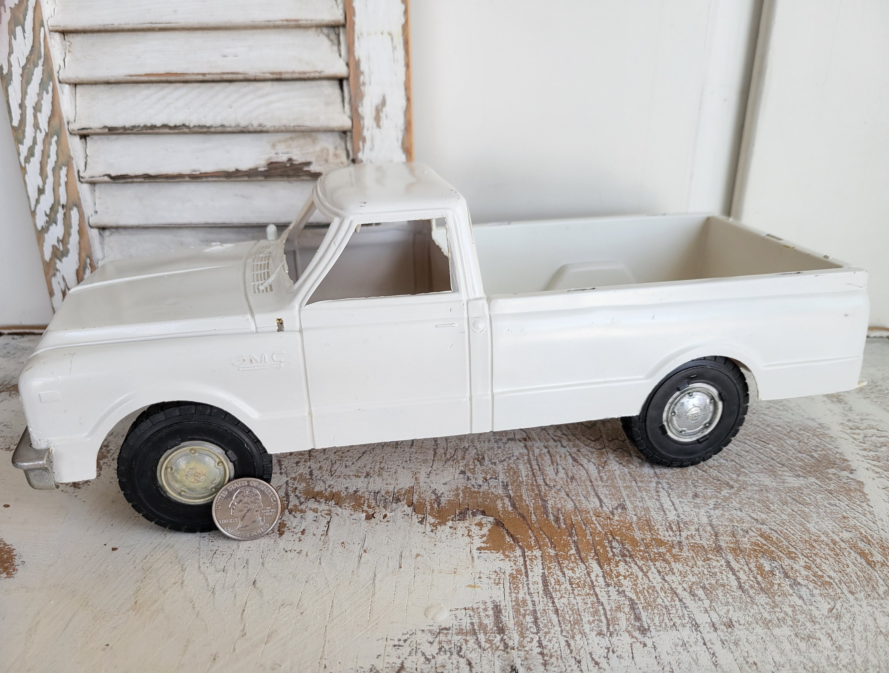 Vintage Processed Plastic Co. White GMC Pickup Truck - Vintage Toy