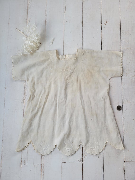 Antique Embroidered Baby Toddler Dress - French S… - image 9