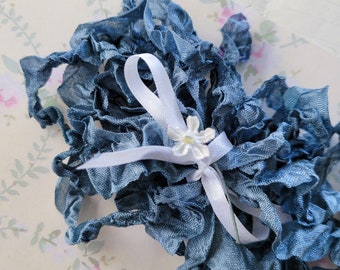 Hand Dyed Crinkled Seam Binding Ribbon - Dark Blue-Grey - Embellishment - Junk Journal - Shabby Chic - Antique Farmhouse