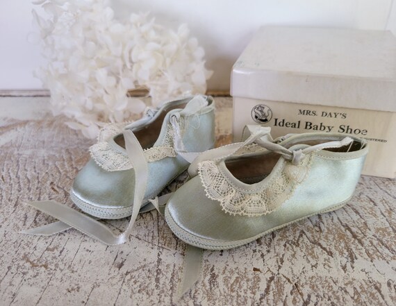 Vintage Shabby Mint Aqua Baby Shoes - Mrs. Days I… - image 4