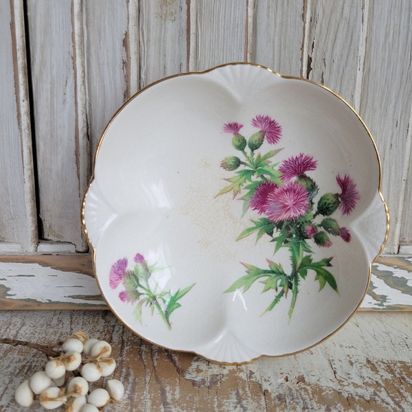 Vintage Royal Winton Scotch Thistle Trinket or Candy Dish - England - Small Bowl - Antique Farmhouse - Shabby Chic - Little Dish