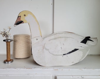 Vintage White Snow Goose Decoy - Lg Waxed Cardboard Goose Decoy - Home Decor - Rustic - Vintage Farmhouse - Antique Farmhouse - Shabby Chic