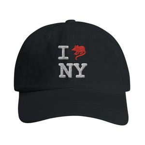 Czapka I Rat NY – Zabawna czapka baseballowa z haftem NYC – Unisex regulowana czapka – Czapka I Love NY