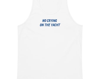 Embroidered Tank Top – No Crying On The Yacht, Y2K Summer