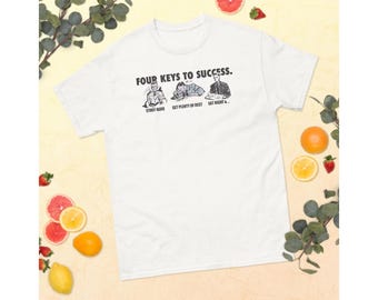 Four Keys To Success Shirt - Retro Graphic Tee for Students, Office Humor, and Motivational Gift