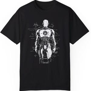 Futuristic Robot Graphic T-Shirt, Sci-Fi Art Tee, Digital Sketch Robot Shirt, Modern Design T-Shirt, Unique Robot Print Tee