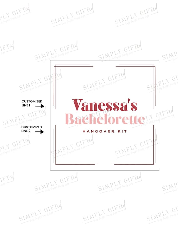 Pre-filled Hangover Kit | Recovery Kit bags | Bachelorette, Wedding, Birthday, Bridal party favor | Morning after | Funny Customizable label