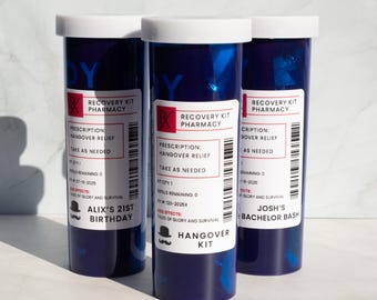 Kit para la resaca masculina: Frasco de pastillas lleno, detalle para despedidas de soltero