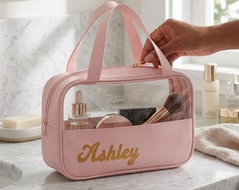 Clear Personalized Makeup Bag | Bridesmaid Proposal Gift | Custom Cosmetic Pouch, Bachelorette Party Favor