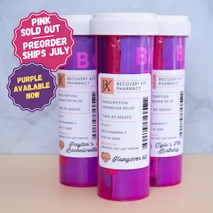 Pre-filled Hangover Kits | Funny Prescription Bottle Recovery Kit | Bachelorette, Wedding, 21st Birthday, Bridal Party Favor | Morning After