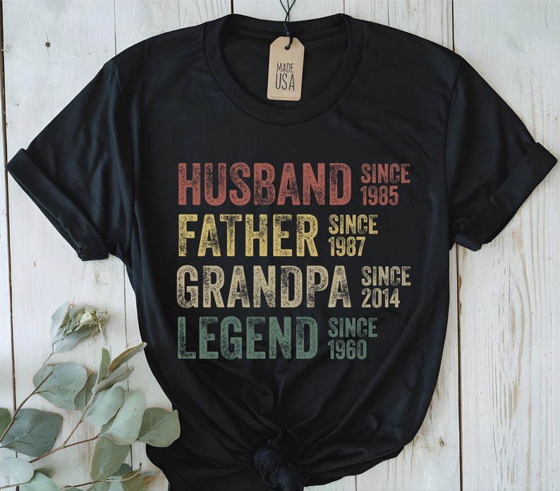 Men's Grandpa Est 2014 Father's Day T-Shirt New Grandpa Dad Shirts