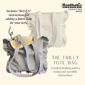 DIGITAL Frilly/Ruffle Tote Bag Instructions PDF PRINTABLE